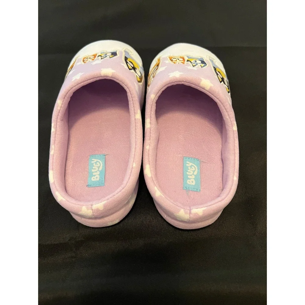 Ground Up Bluey Purple Star Plush Scuff Slippers Kids Size 9-10 Bandit Bingo
